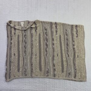 Chico's Metallic Gold Silver Sequin Knit Poncho Top One Size OS EUC Boho Shimmer
